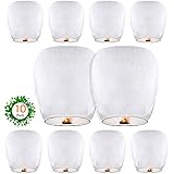 Chinese Lanterns & Sky Lanterns (10 Pack) ECO Friendly, 100% Biodegradable - Beautiful Lantern for White for Weddings, Birthdays, Memorials and Much More by Smeiker