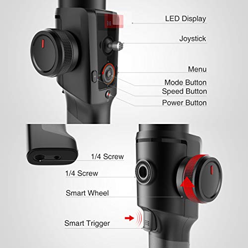 MOZA Air 2, 2019 New Camera Gimbal Stabilizer with OLED Display Spark Power Supply Lens Control System, for DSLR Mirrorless and Pocket Cinema Cameras Within 9 Lb, 16h Run-time Auto Tuning
