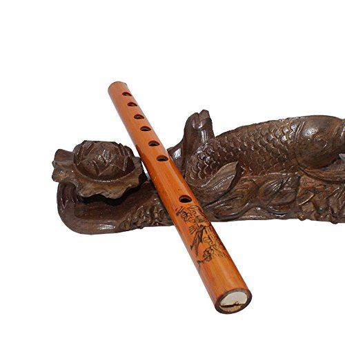 Goodjobb 1Pc Bamboo Flute Traditional Handmade Chinese Musical Instrument About 24cm Gift for Beginners Brown
