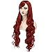 Red Curly Wig Women's Long Curly Wigs Cosplay Party Wig with Wig Cap(dark red)