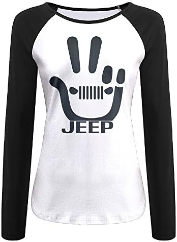 Womens Jeep Wave Handprint Grill Wrangler Raglan Long Sleeve Baseball T Shirts Cotton Small