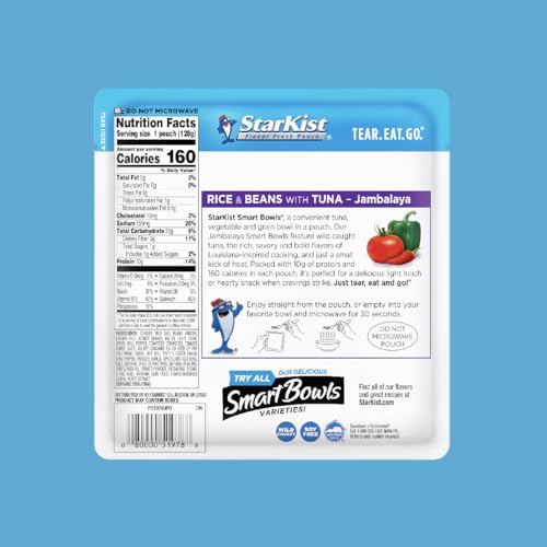 STARKIST SMART BOWLS TUNA, RICE AND BEANS, JAMBALAYA, 4.5 OZ POUCH