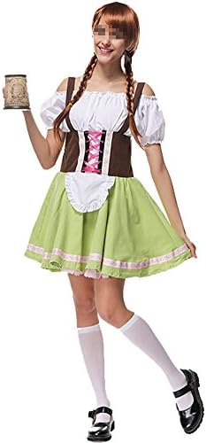 Women's Oktoberfest Lederhosen Costume Bar Maid Cosplay Costume Dresss Large