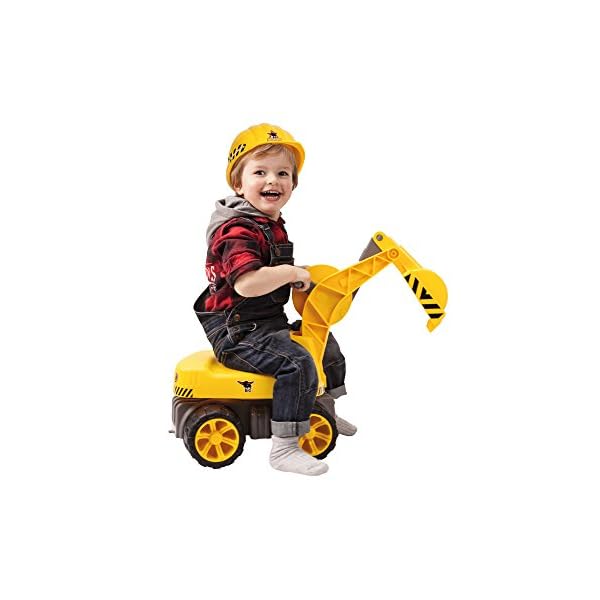 BIG - Power-Worker Maxi-Digger - Kinderfahrzeug, geeignet als Sandspielzeug und für das Kinderzimmer, Baggerfahrzeug zum Sitzen bis 50 kg, für Kinder ab 3 Jahren, Gelb – Bild 4