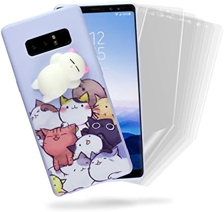 3D Squishy Light Purple Soft Silicone Cute Cat Bear Jumbo Fidget Toy TPU Full Body Protective Case for Samsung Galaxy Note 8 (Bonus 5 pack Clear Anti-Scratch TPU Film Screen Protectors)by SkylerShield