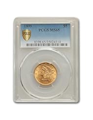 From Amazon.com. Click for details:
 Coins: 1899 $5 Liberty Gold Half Eagle MS-65 PCGS G$5 MS-65 PCGS Coins: 1899 $5 Liberty Gold Half Eagle MS-65 PCGS G$5 MS-65 PCGS