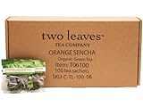 Two Leaves and a Bud Organic Orange Sencha Green Tea Bags, 100 Count, Organic Whole Leaf Moderate Caffeine Green Tea in Pyramid Sachet Bags, Delicious Hot or Iced with Milk, Sugar, Honey or Plain