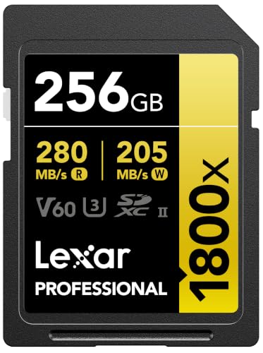 Lexar SDXC Professional 256GB 1800x UHS-II Gold Serie Class 10 U3 V60 für 4K Videoaufzeichnung schwarz