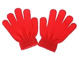 Pinksee Kids Boys Girls Winter Warm Stretchy Knitted Magic Gloves Red One Size