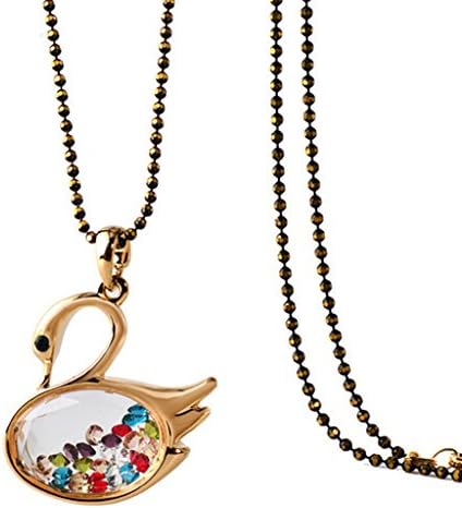 Swan Perfume Bottle Long Necklace Swan Color Zircon Bottle Sweater Neclace Fashion Women Jewelry gold
