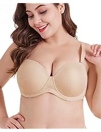 DotVol Sujetador sin tirantes para dama con figura completa de contorno de aros, espalda de belleza, talla grande