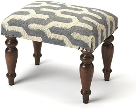 Butler Yolanda Faded Blue &amp; White Print Vanity Stool
