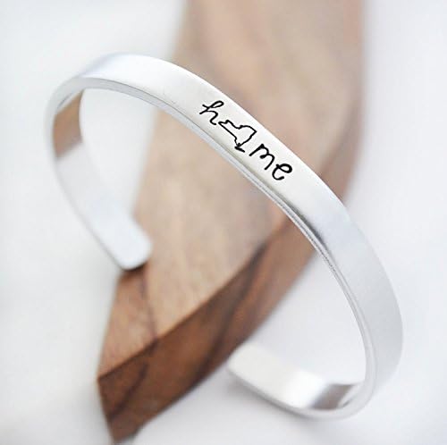 HandmadeNew York Home State Cuff Bracelet - Hand Stamped Silver Cuff Bracelet - Gift for Best Friend Long Distance Moving Away NY NYC