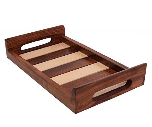 Hashcart Indian Rosewood Handmade & Handcrafted Wooden Serving Tray for Dining Tableware, Table Décor, Kitchen Serveware Accessory, Breakfast Coffee Tray, Butler Serving Trays - Thumbnail 2