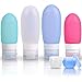 Portable Travel Bottles Set,Tsa Approved Leakproof Silicone Refillable Travel Cosmetic Containers for Toiletry Shampoo Conditioner Facial Creams Massage Oils Condiment (3oz and 2oz)