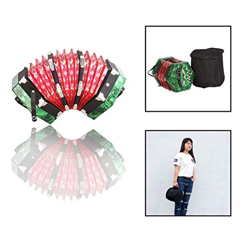 Smartlove1P 1PC Unique Vintage Green 20 Key Art Form Hexagonal Musical Instruments Accordion Musical Instruments