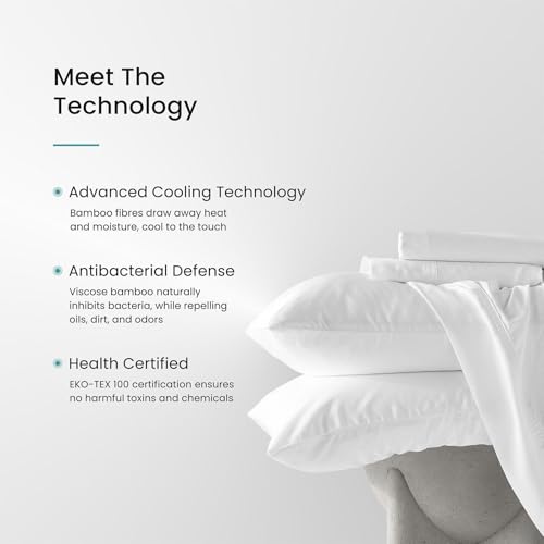 Hush Iced Sheet and Pillowcase Set | Queen | Includes One Fitted Sheet, One Top Sheet and Two Standard Pillowcases | Soft & Hypoallergic | 100% Organic Viscose Bamboo | White