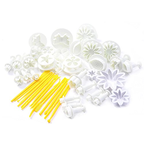 Denshine DIY Cake Mold, 47Pcs Cake Decoration Mold Flower Fondant Cake Sugarcraft Decorating Kit Cookie Mould Icing Plunger Cutter Tool DIY Tool Sets