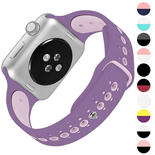 KOLEK Bands Compatible with Apple Watch Series 4/3/2/1, 38mm / 40mm, Light Purple/Light Pink