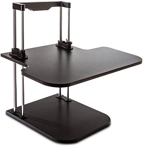 Standing &amp; Sitting Adjustable Desk – Adjustable Height – For Laptop, Monitor, Keyboard &amp; Mouse – Provides Workstation Surface – Very Easy To Assemble – Holds Up To 25lbs (Black)