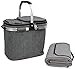 Picnic Basket for 2 Beautiful Insulated Tote Bag Kit Insulated Lunch Tote for Women & Men Picnic Backpack Camping Tableware Set and Waterproof Blanket | Aluminum Frame and Handle | Collapsible Cooler