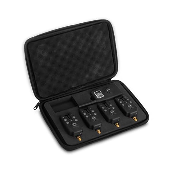 Ray-JrMALL-Set-4-PCS-Wireless-Blue-LED-Fishing-Bite-Alarms-Receiver-Carp-Running-Black Ray-JrMALL-Set-4-PCS-Wireless-Blue-LED-Fishing-Bite-Alarms-Receiver-Carp-Running-Black