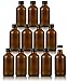 Amber Glass Empty Bottles - 12-Pack Boston Round Bottles with Black Poly Cone Cap Tight Seal - Refillable Glass Bottle for Essential Oils, Extracts, Perfect for Light Sensitive Liquids - 4 oz.