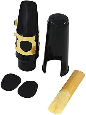 Khushwani Enterprise Alto Sax Saxophone Mouthpiece Plastic with Cap Metal Buckle Reed Mouthpiece Patches Pads Cushions