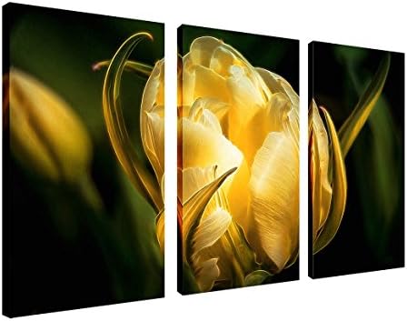Crogyeya Home Modern Decoration HD Yellow Tulips Stretched Artwork Painting Wall Art Pictures Print On Canvas 10x20inchx3pcs