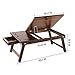 Laptop Lap Desk NNEWVANTE Bed Tray Table Adjustable 100% Bamboo Foldable Laptop Table Breakfast Serving Tray w' Tilting Top Drawer Leg Lock- Chestnut Color