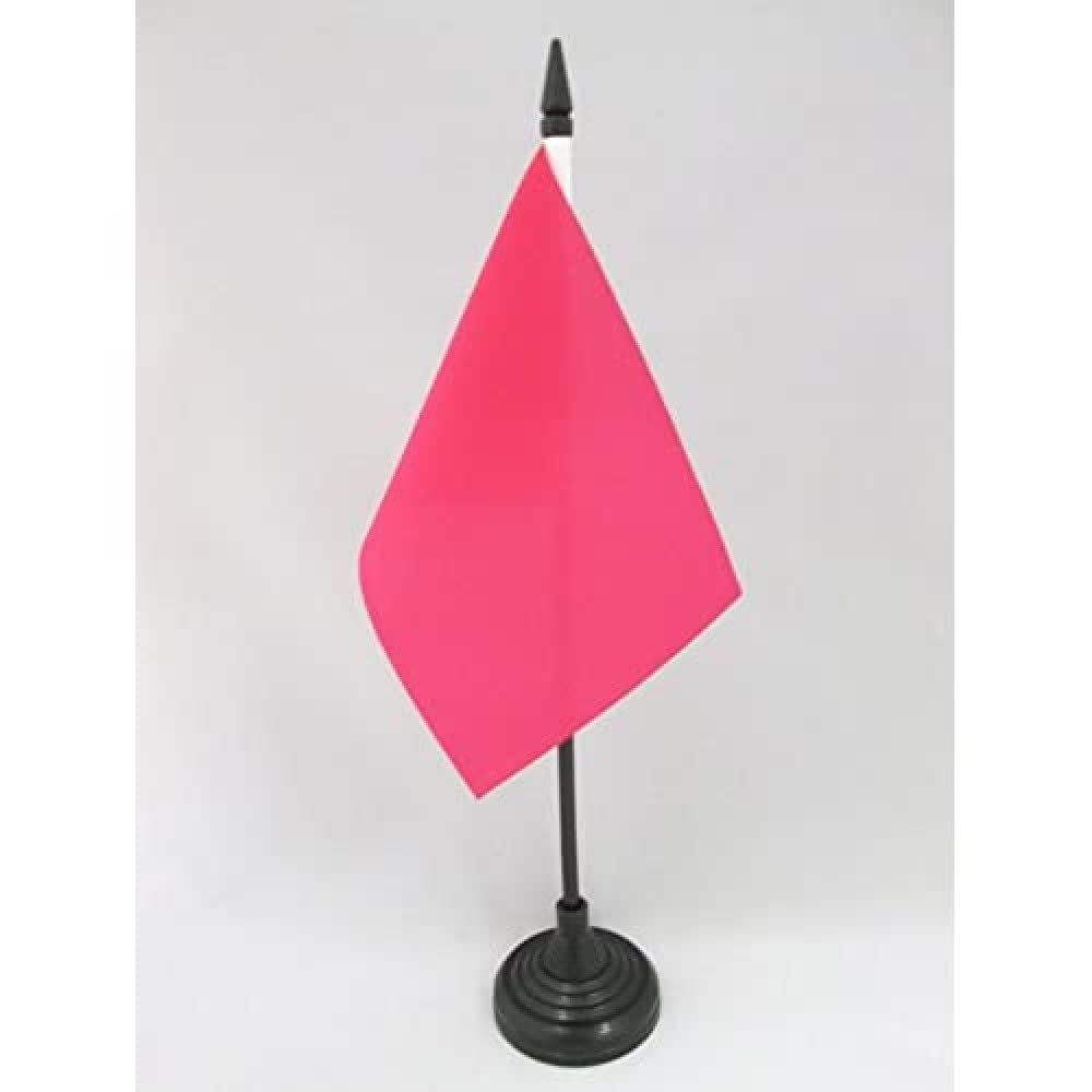 AZ FLAG - Plain Red Table Flag 4'' x 6'' - Red Solid color Office Mini Banner 100% Polyester 15 x 10 cm - Mini Desk Flag with 10'' Pole and Black Plastic Base