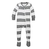 Burt's Bees Baby Baby Organic Zip Front Sleeper, Heather Grey Rugby Stripe, 24 Months