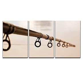 Fishing Rod Against The Water Surface x3 Panels