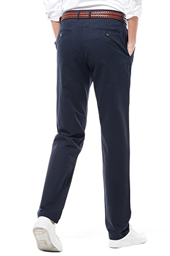 INFLATION Men's Stretchy Straight Fit Casual Pants,100% Cotton Flat Front Formal Trousers Dress Pants
