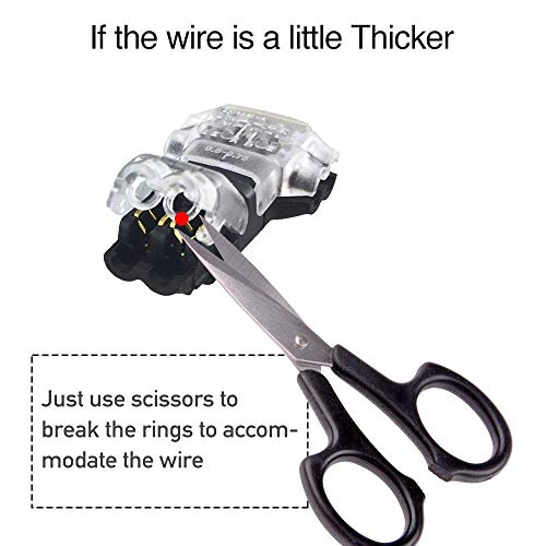 2 Pin T Connector for 22/20/18 AWG Wiring,Max DC/AC 300V 10A,IDC Self Stripping,T Tap Wire Splicer to Connect Branches to Main Wire,Car,LED Lighting,Video/Audio,and More,Clear Cover,10 PCS - Thumbnail 4