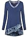 Timeson Women Swing Top, Women's Long Sleeve V Neck Loose Fit Comfy Tunic Casual Flowy Tunic Shirt (Blue Grey,Large)