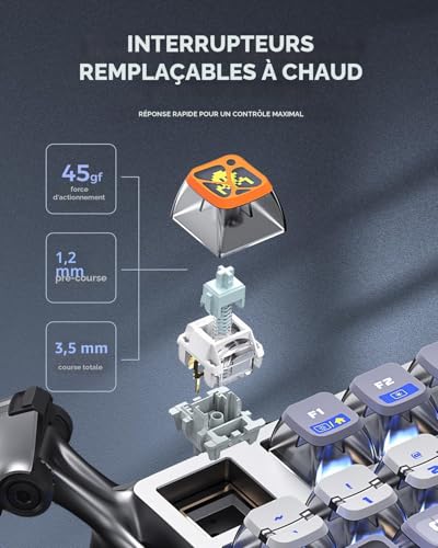 GravaStar Mercury K1 Pro Wireless Gaming Keyboard, QWERTY, Aluminium Alloy, Customized Keyboard Layout 75% Layout, Designed for Durability and Unique Aesthetics (Interstellar Silver)