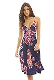 AX Paris Women's Strappy Rose Print Midi Skater Dress