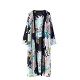 Towallmark Women Boho Floral Printed Chiffon Beach Shawl Kimono Long Cardigan