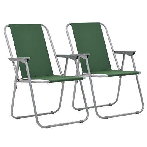 vidaXL 2X Campingstuhl Grün Klappstuhl Strandstuhl Gartenstuhl Angelstuhl