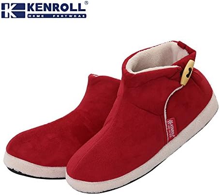 Women's Suede Booties Cotton Lining Indoor Slippers F12002 (6.5-7, Red)