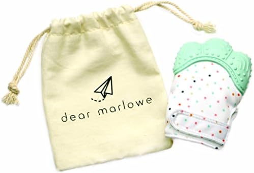 Dear Marlowe Premium Soothing Teething Mitten with Hygienic Travel Bag - Premium Silicone Teether Mitten - Self-Soothing Baby Pain Relief - Ideal Baby Shower Gift