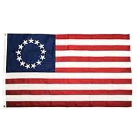 DANF Betsy Ross Flag 3X5 Ft 210D Nylon - Embroidered Stars and Sewn Stripes - UV Protection 13 Stars 3 X 5 Foot Red White and Blue Historical Outdoor Flag