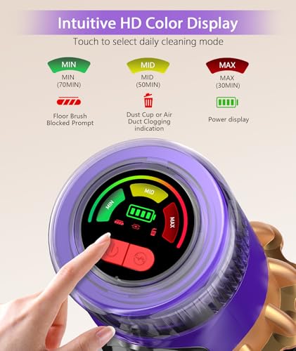 LIBINO Cordless Vacuum Cleaner, 650W 55KPA 70Mins Anti-Tangle Wireless Vacuum,Rechargeable Vacuum with Green Light,Powerful Stick Vacuum for Home Carpet/Hardwood Floors,Purple