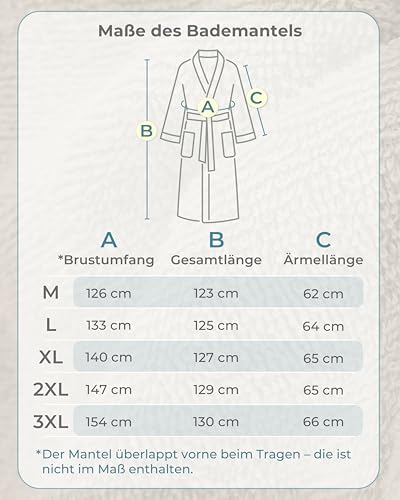 LAYNENBURG Men's Terry Towelling Bathrobe Made of 100% Cotton – Oeko-Tex Standard – Soft Dressing Gown Calf Length with Hood, Tie Belt and Patch Pockets – Ideal for Sauna and Home (M-XXXL)
