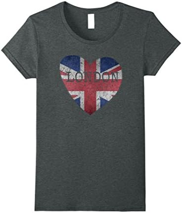 Womens London Flag UK Vintage Heart Gift Souvenir City T-Shirt XL Dark Heather