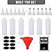 Squeeze Bottle 16 oz - Set of 6 - Red Caps, Silicone Funnel, Chalk Labels, 6 Extra White Caps, E-book Leakproof, BPA Free & Refillable Squirt Plastic Bottles For Condiments, Mustard, Ketchup