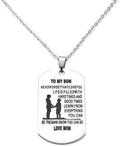 Inspirational Love Gift To My Son From Mom Never Forget That I Love You Stainless Steel Dog Tag pendant Necklace (Nkc035)