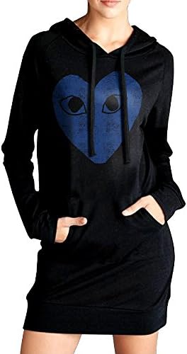Elegant Comme Des Garcon Play Navy Hoodie Drawstring Womens For Winter