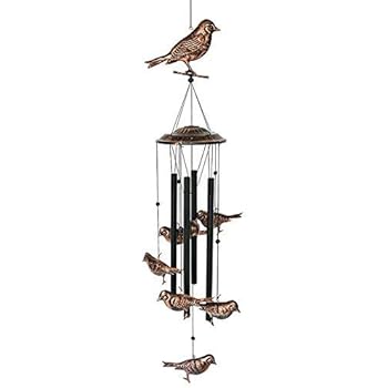 BLESSEDLAND Bird Wind Chimes-4 Hollow Metal Tubes -Wind Bells and Birds Wind Chime with S Hook for Indoor and Outdoor